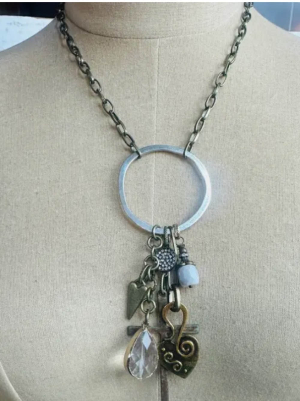 BOHO GYPSY CHARMED RUSTIC CROSS NECKLACE